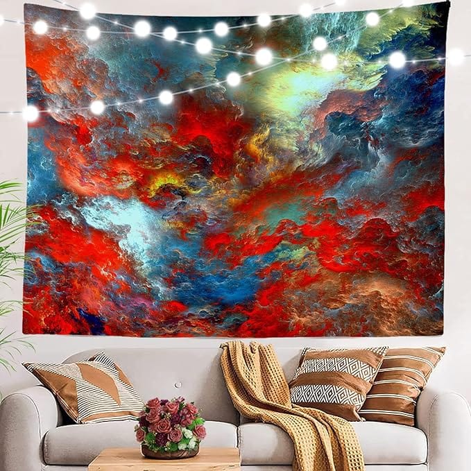 BaoNews Red Blue Modern Cloud Tapestry